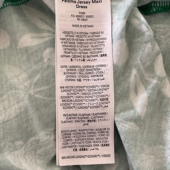 Boden Paloma Maxi Dress Green Parrot V Neck Smocked Waist Resort Coastal Size 4L - Picture 10 of 10